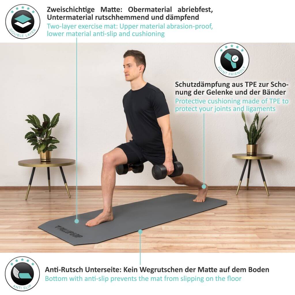 Tapis De Sport Á deux couches, Sans Polluant, Résistant Á L'abrasion, Antidérapant.