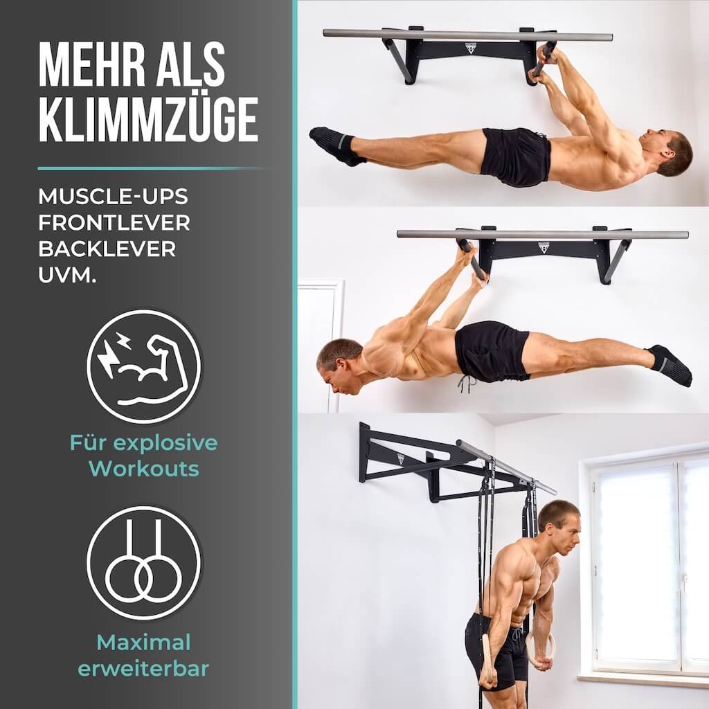 Muscle-Up Bar, Barre de Traction avec Distance Supplémentaire au Mur