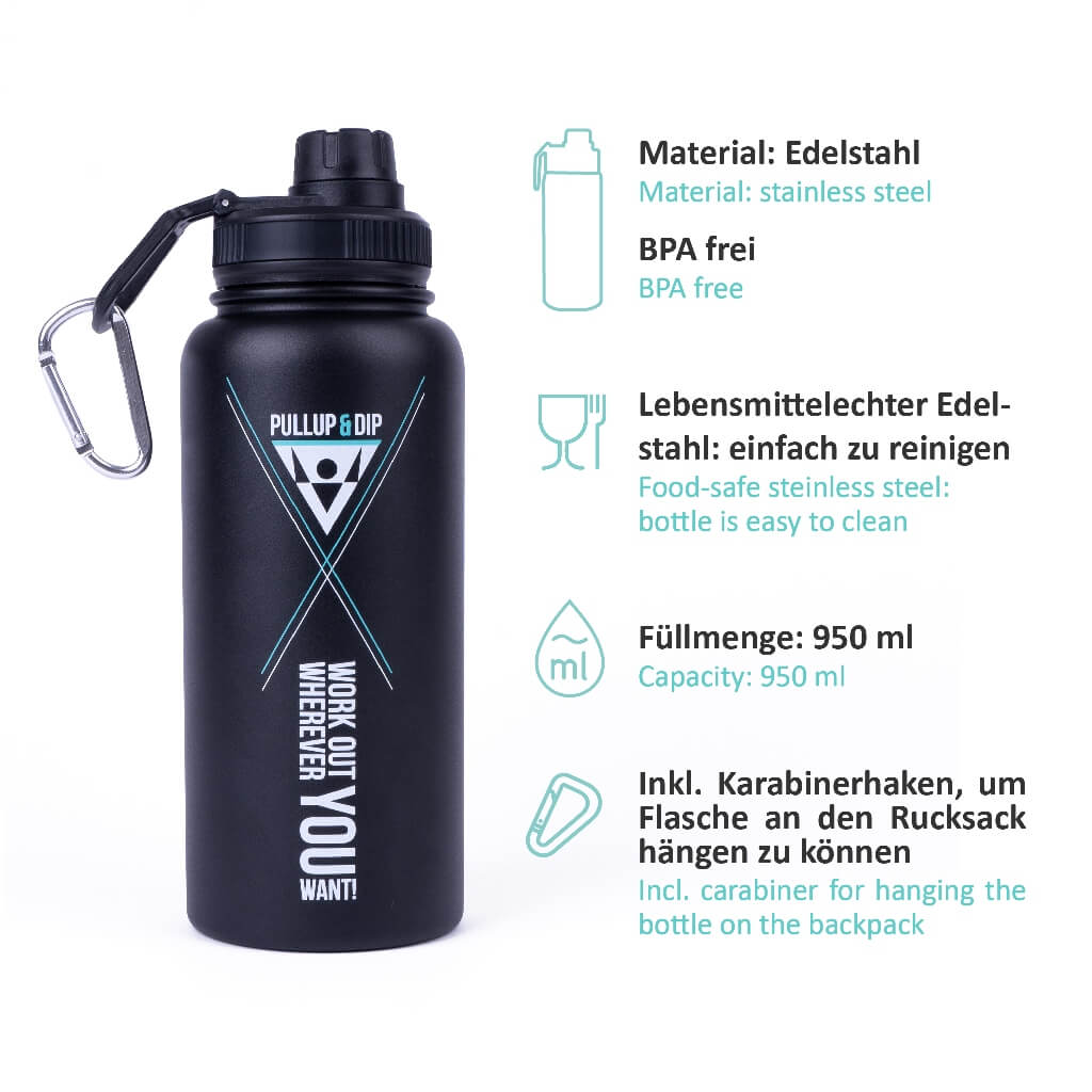 Bouteille d'Eau Acier Inoxydable 950 ml, Sans BPA