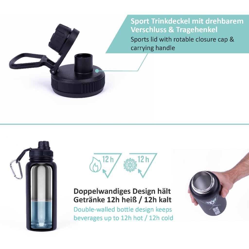 Bouteille d'Eau Acier Inoxydable 950 ml, Sans BPA