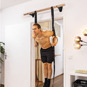 Barre de traction en bois pour montage mural sur cadre de porte