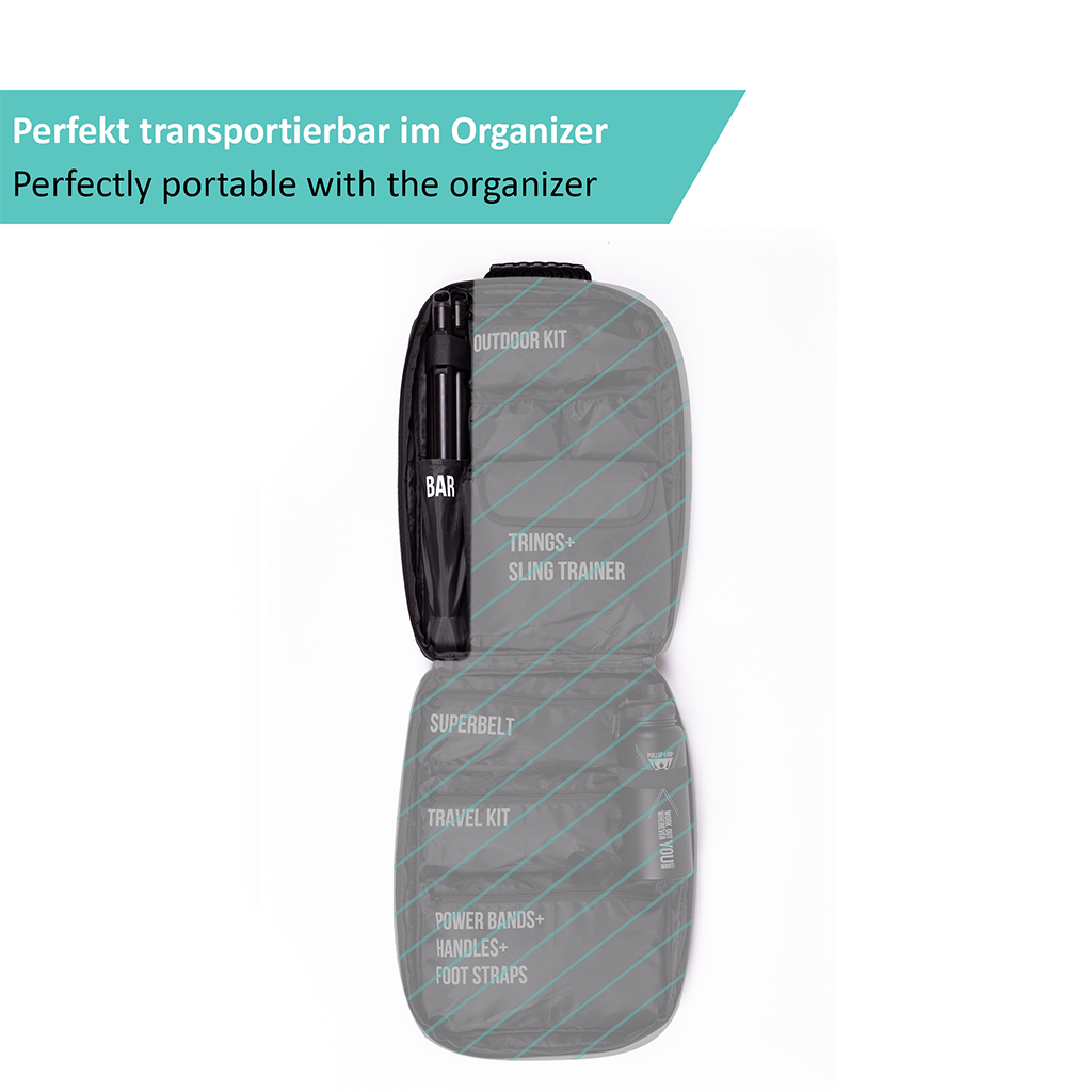 Barre elastique musculation à combiner avec les bandes de résistance et le FREESIXD, 3 parties