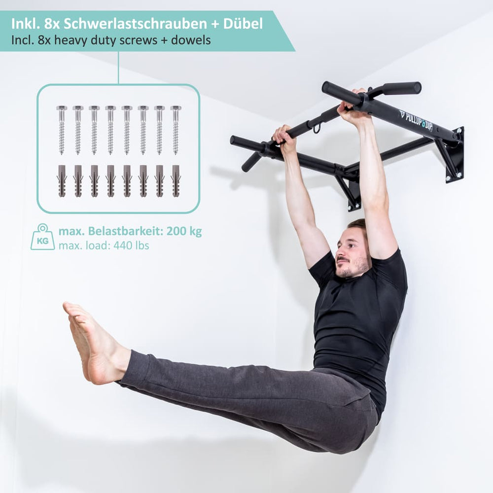 Barre De Traction Murale Pour Musculation - Accès Traction Et Dips, Barre Ergonomique En Acier Noir, Garantie 1 An