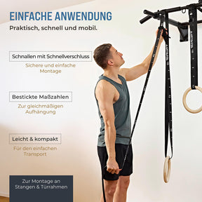 Ensemble barre de traction & anneaux de gymnastique en bois