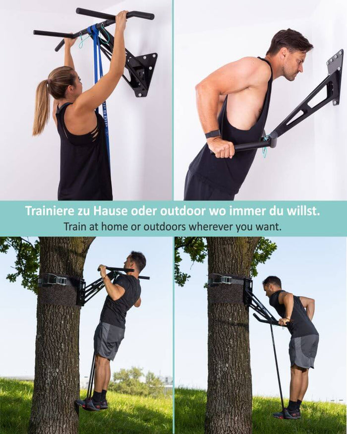 Barre De Traction Plafond PULLUP & DIP - 180kg - 5 Positions Prise Grip Musculation