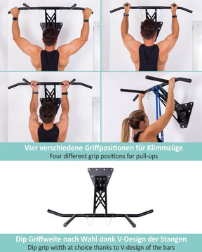 Barre de Dip et Traction Pour Intérieur et Extérieur, Gym Portable Pour Plus de 35 Exercices