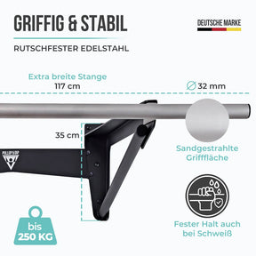 Muscle-Up Bar, Barre de Traction avec Distance Supplémentaire au Mur