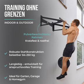 Muscle-Up Bar, Barre de Traction avec Distance Supplémentaire au Mur