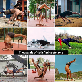 [Produits de 2e choix] Parallettes En Bois Avec Poignée En Bois Ergonomique Et Pied En Métal, Basse Ou Moyenne