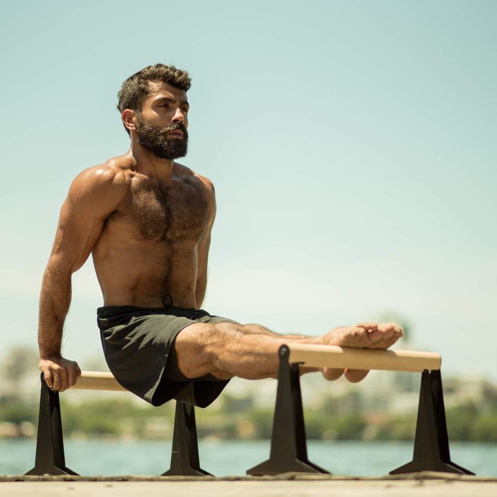 [Produits de 2e choix] Parallettes En Bois Avec Poignée En Bois Ergonomique Et Pied En Métal, Basse Ou Moyenne