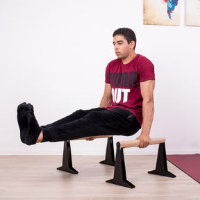 Parallettes En Bois De Grande Qualité Avec Poignée En Bois Ergonomique Et Pied En Métal, Basse Ou Moyenne