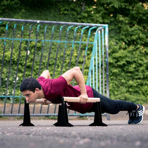 Parallettes En Bois De Grande Qualité Avec Poignée En Bois Ergonomique Et Pied En Métal, Basse Ou Moyenne