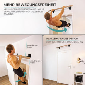 Barre de traction en bois pour montage mural sur cadre de porte