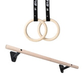Ensemble barre de traction & anneaux de gymnastique en bois